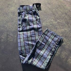 plaid hollister pants green black & blue, NWT